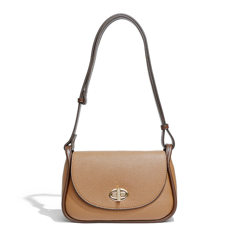Women's Crossbody Bag Half Round Lock One Shoulder Flap Women's Shoulder Bag Large Capacity Women Handbag