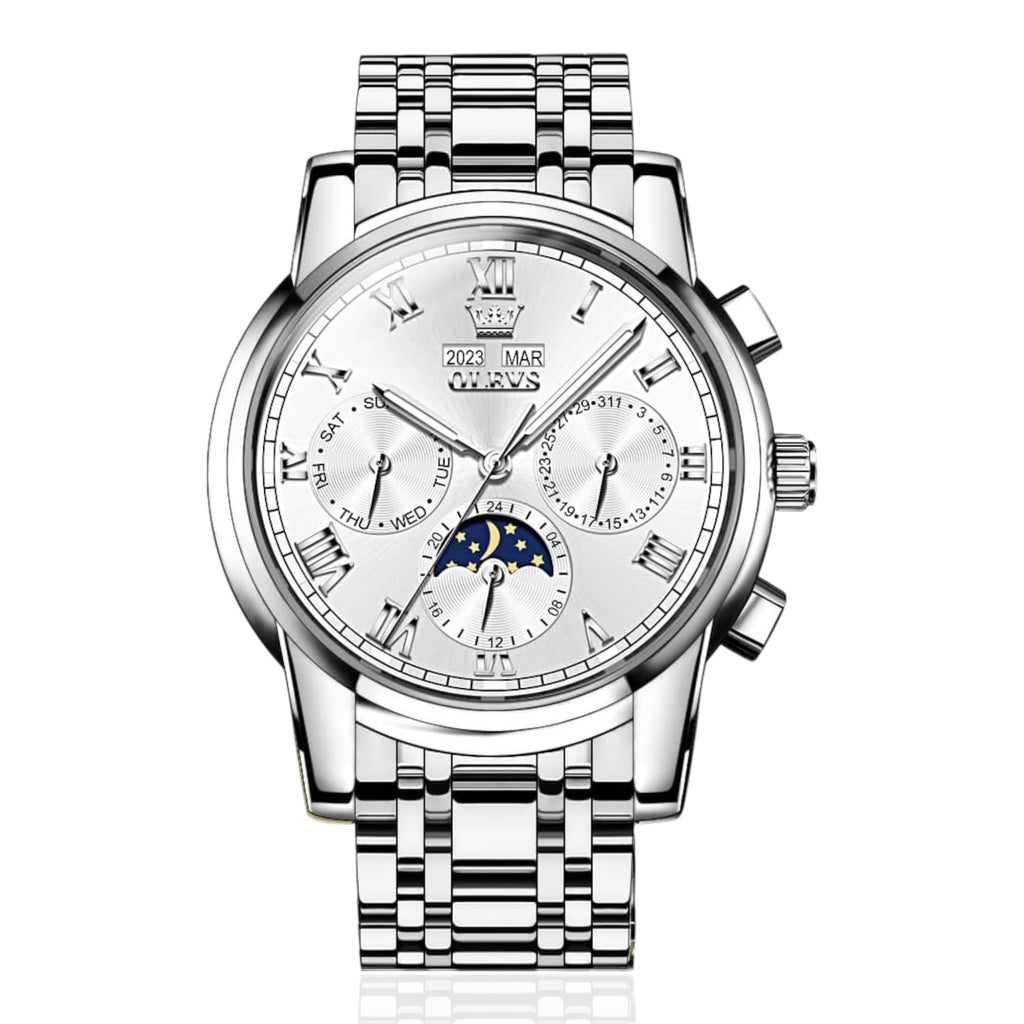 OLEVS Original Automatic Mechanical Watch Luxury Business Calendar Moon Phase Waterproof Luminous Automatic Mechanical Men's Watch - Acquisti Online