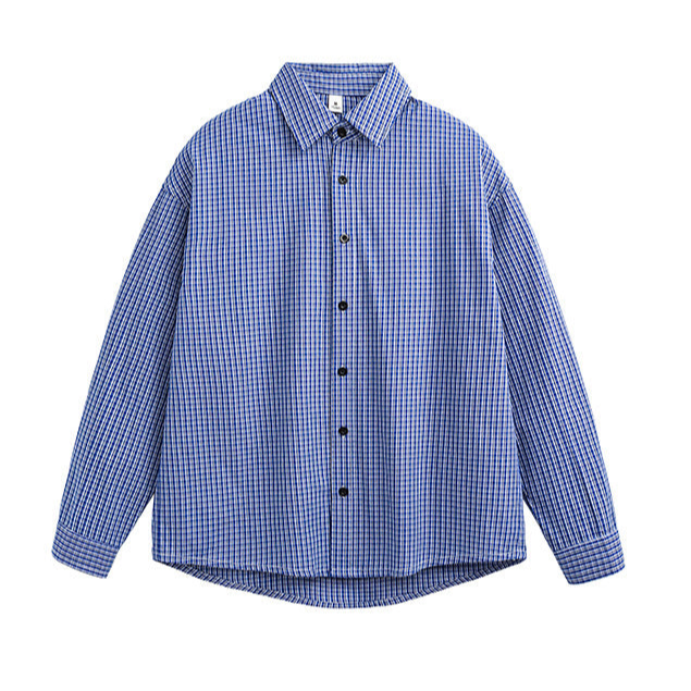 Men's Fashionable Casual Shirt Solid Color Cotton Fiber Long Sleeve Plaid Shirt Casual Button Down Plus Size Men's Shirts