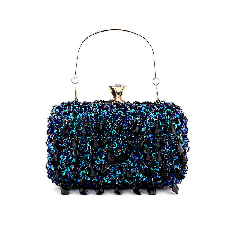 Luxe handtas voor dames met pailletten, handtas voor feestdiner, damesavondtas met ketting, damesbanket clutch