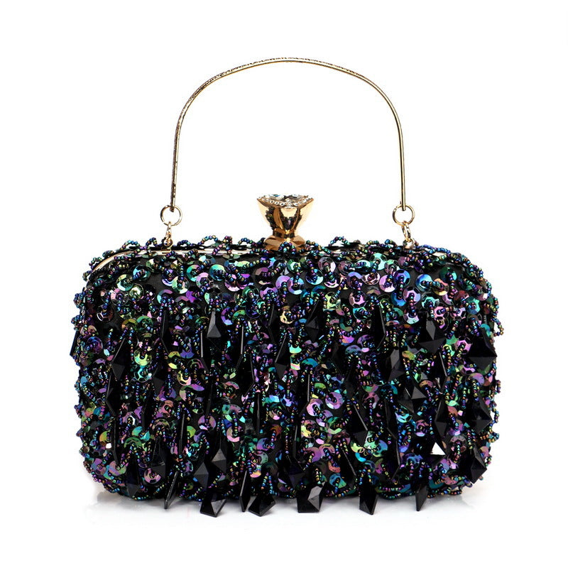 Luxe handtas voor dames met pailletten, handtas voor feestdiner, damesavondtas met ketting, damesbanket clutch