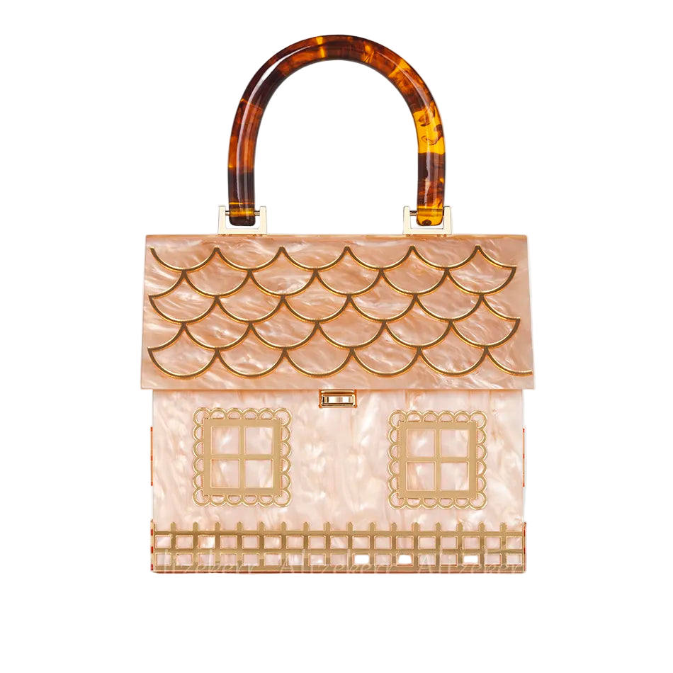Women's Luxury Alizekerr Acrylic Box Hand Bags Fashionable Acrylic Handle House Shaped Purses And Handbags