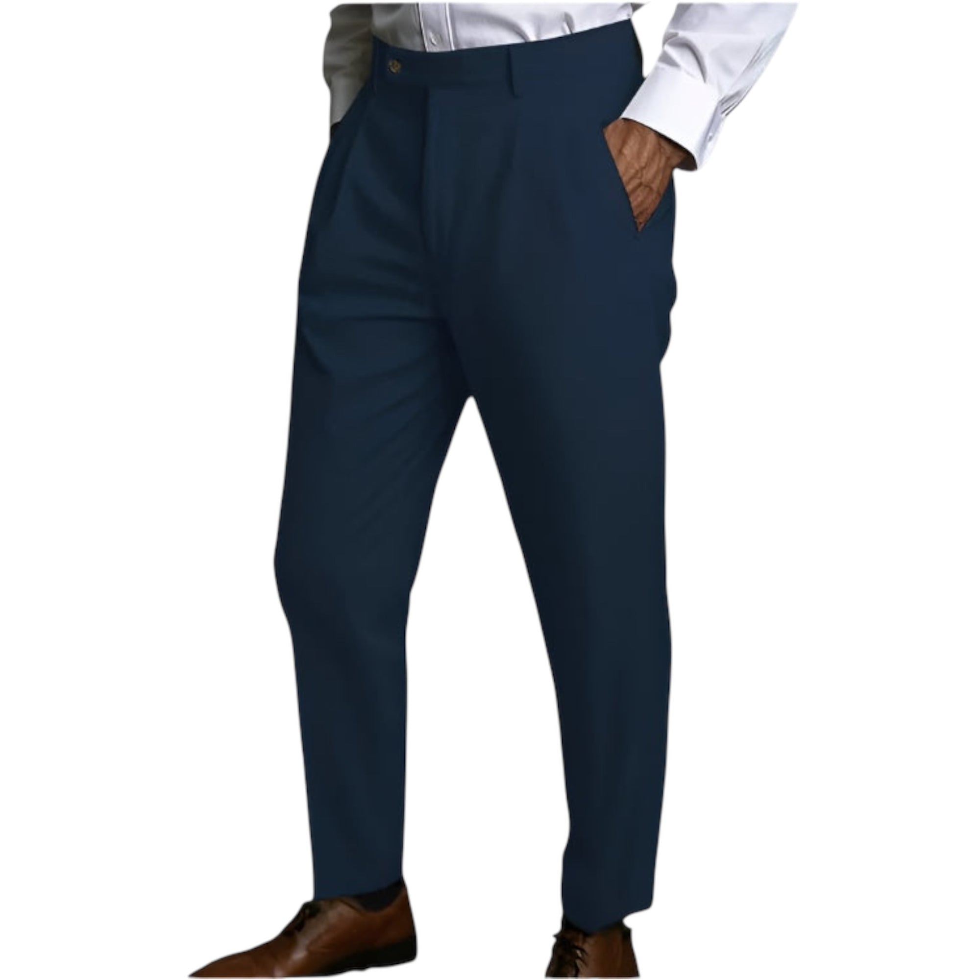 Men's Fashionable Business Casual Formal Pants Solid Color Mid Waist Linen Pocket Flat Comfortable Breathable Men's Pants