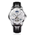 OLEVS Men's Watch Luxury Mechanical Wristwatch Men Leather Strap Waterproof Luminous Double Calendar Hollow Flywheel Automatic Mechanical Watch - Acquisti Online