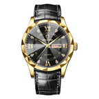 BINBOND Top Brand Luxury Fashion Men's Quartz Watch Waterproof Week Date Watch Men's Sports Watch Stainless Steel Quartz Wristwatch Genuine Leather Men's Waterproof Leisure watch
