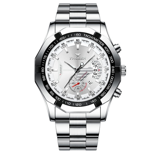 Fngeen Men's Watch Waterproof Automatic Quartz Movement Luminous Steel Band Fashion Business Man Watch
