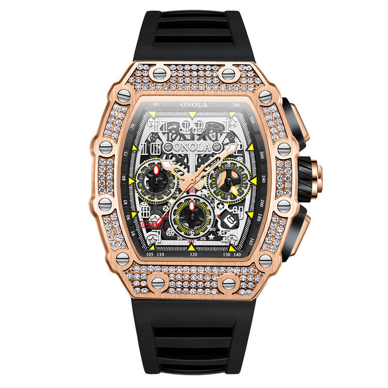 Orologio meccanico multifunzionale alla moda, nuovo, stile Full Diamond