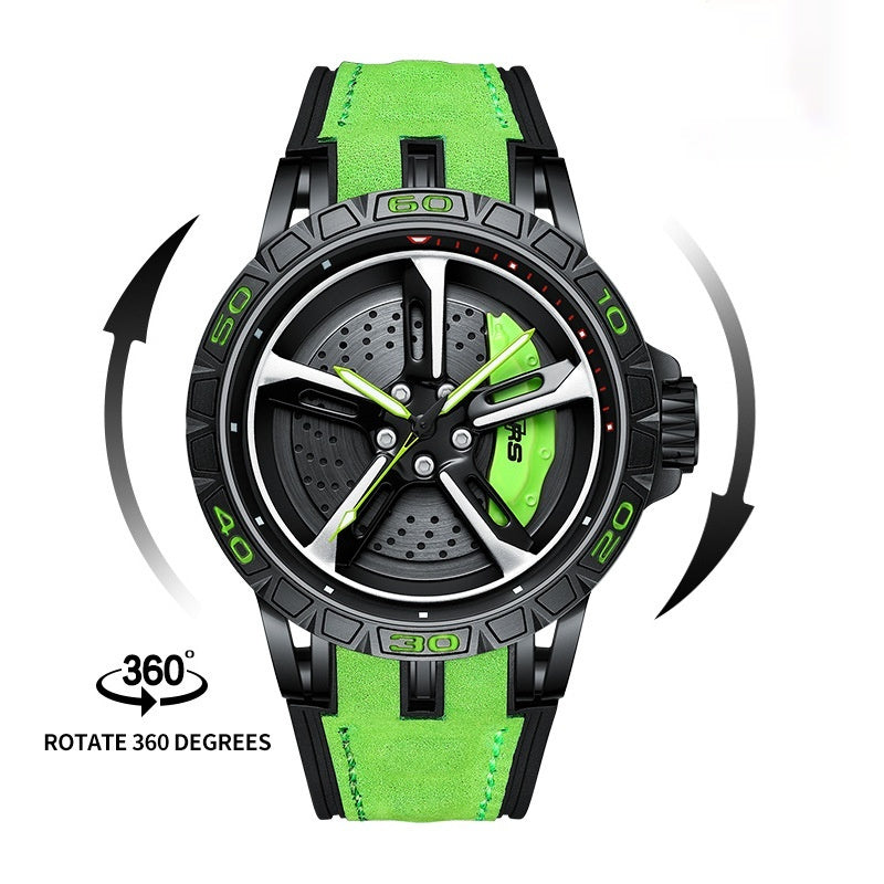 Orologio da uomo originale tridimensionale con cassa in acciaio inossidabile, orologio da polso impermeabile al quarzo, sportivo, con rotazione a 360°.