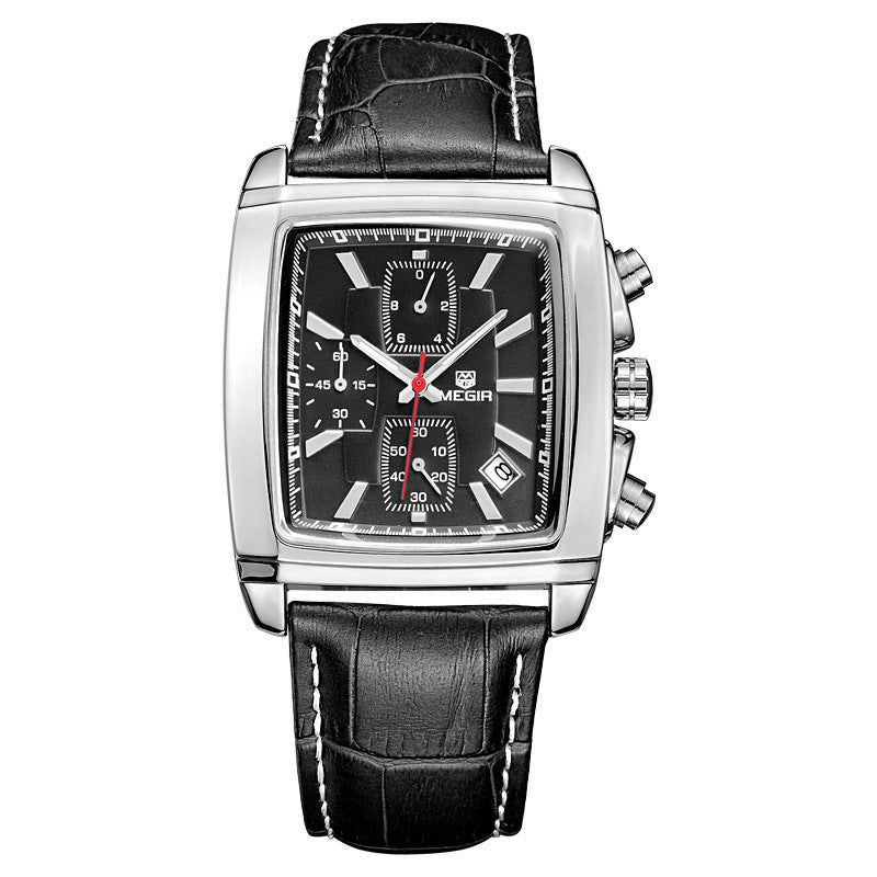 Megir Men's Watch Multifunctional Luminous Men's Sports Quartz Movement Waterproof Leather Band Watch - Acquisti Online