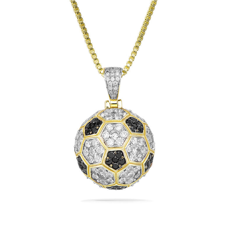 Women Fashionable High Quality Sterling Silver Hip Hop Iced Football Pendant Necklace CZ Stones Fashion Necklace