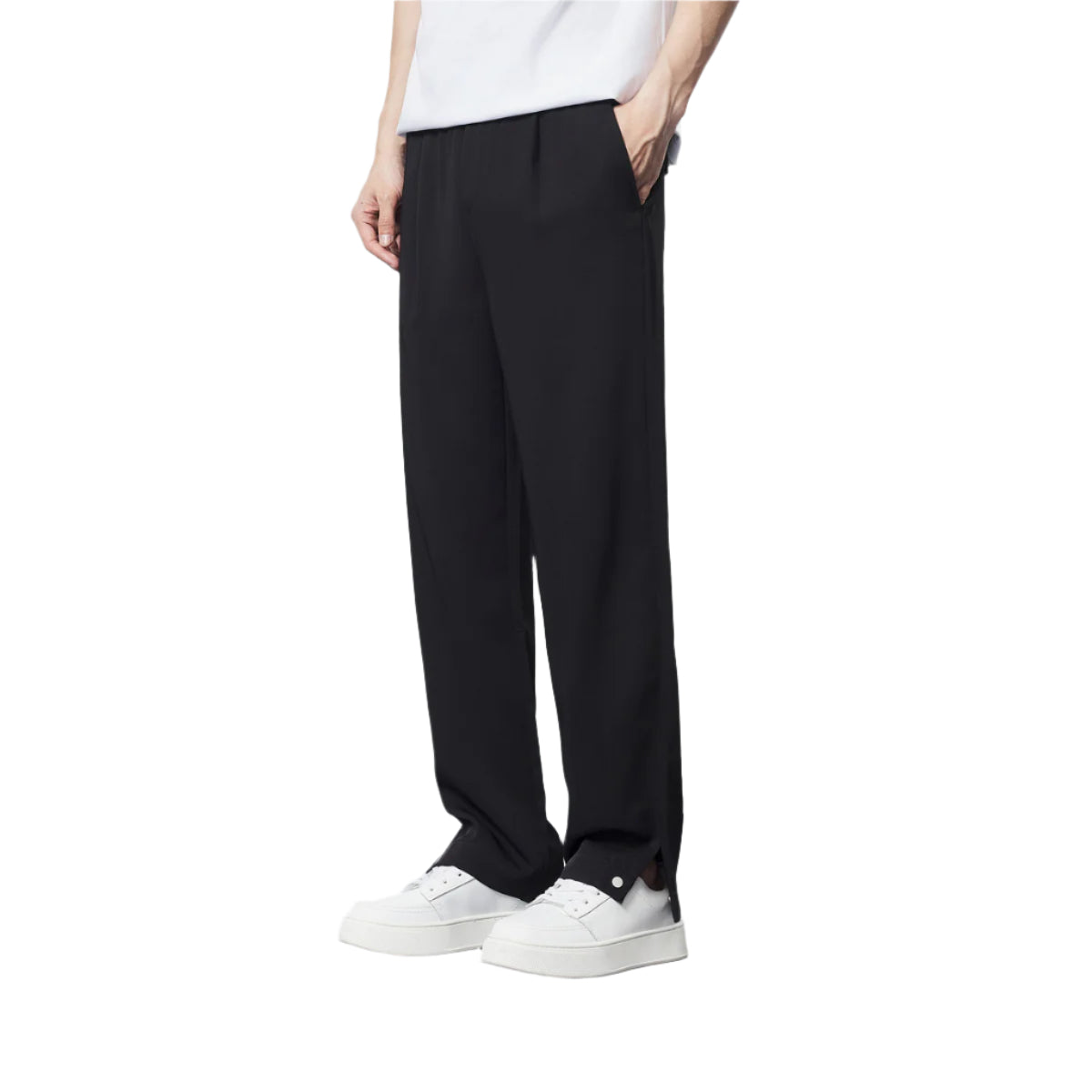 Men's Fashionable Elastic Waist Drawstring Straight Men's Casual Pants Micro Elasticity Mid Waist Trousers Men's Pant