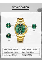 Orologio Naviforce da Uomo, Stile Business Casual, Cinturino in Acciaio, Impermeabile, Movimento al Quarzo Automatico
