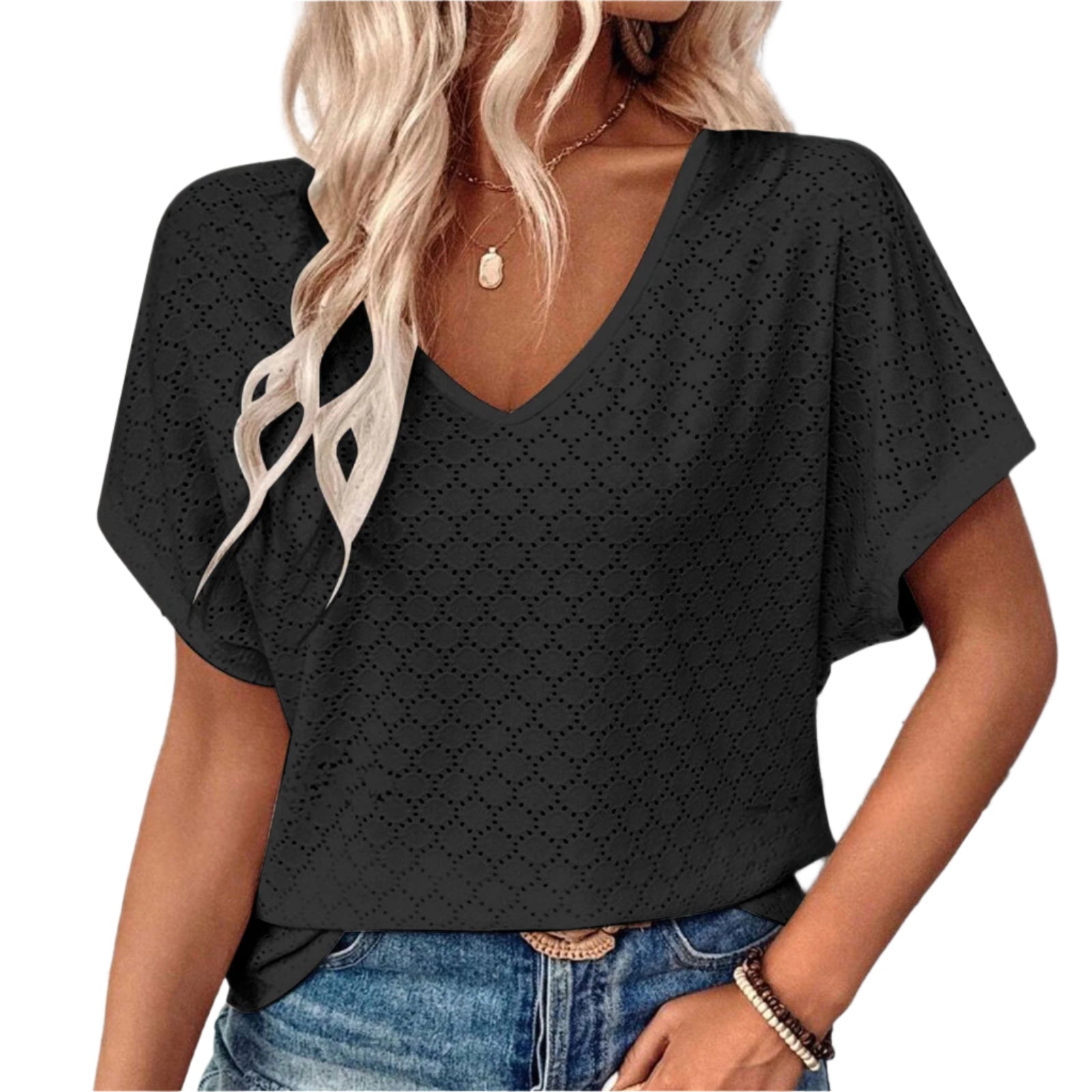 Hollow Jacquard dames T-shirt