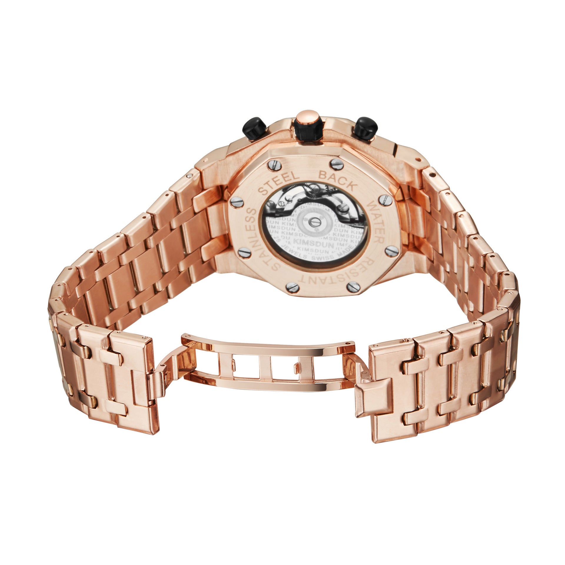 Kimsdun 1222A Luxury Man's Mechanical Watch Stylish Stainless Steel Band Waterproof Date Display Character Casual Watch