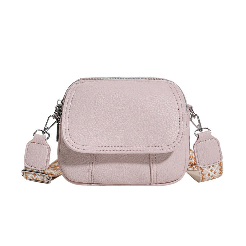 Eenvoudige crossbodytas voor dames, PU-leer, schouderband met meerdere zakken, grote capaciteit, modieuze schoudertas voor dames