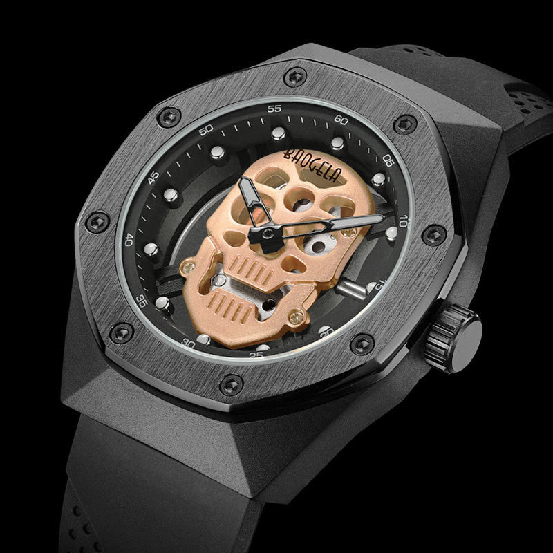 Domineering Skull Silicone Men's Watch Two-pin Waterproof Luminous Sports Quartz Watch