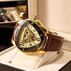 Orologio meccanico da uomo casual in stile europeo e americano con triangolo cavo