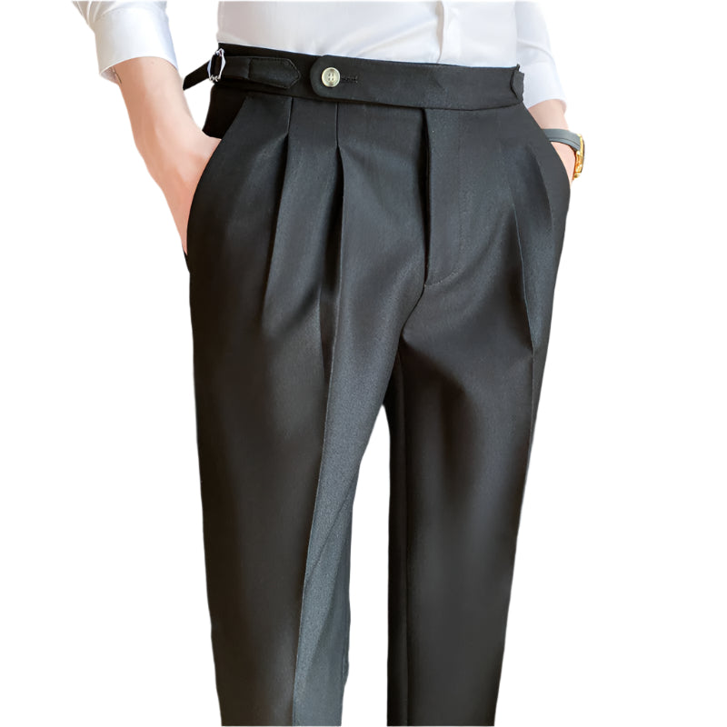 Men's Fashionable Business Casual Formal Pants Solid Color Cotton Blend Thin Draping Belt Decorative Men Casual Pants - Acquisti Online