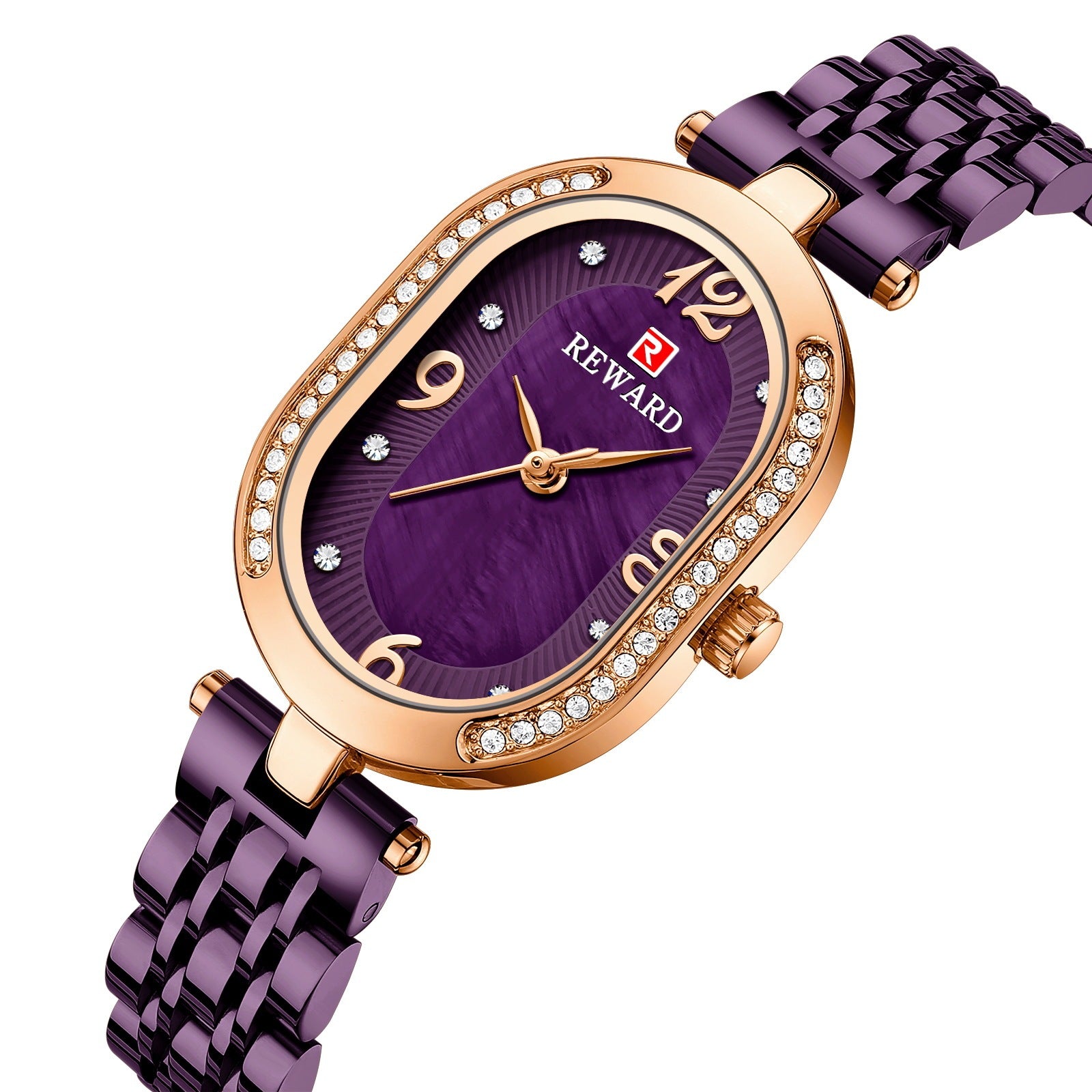 REWARD Women's Luxury Quartz Watch Stainless Steel Band Rhinstone Crafted Waterproof Women Quartz Watch