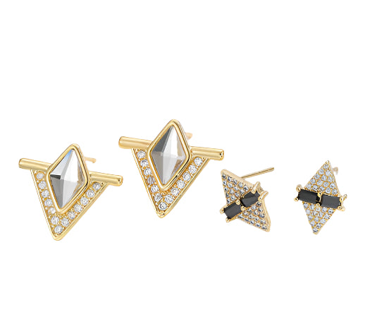 Special-interest Design Geometric Quadrilateral Rhombic Ear Studs