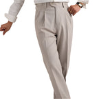 Neapolitan Mesh Wool Breathable Straight Loose Suit  Men's Pants