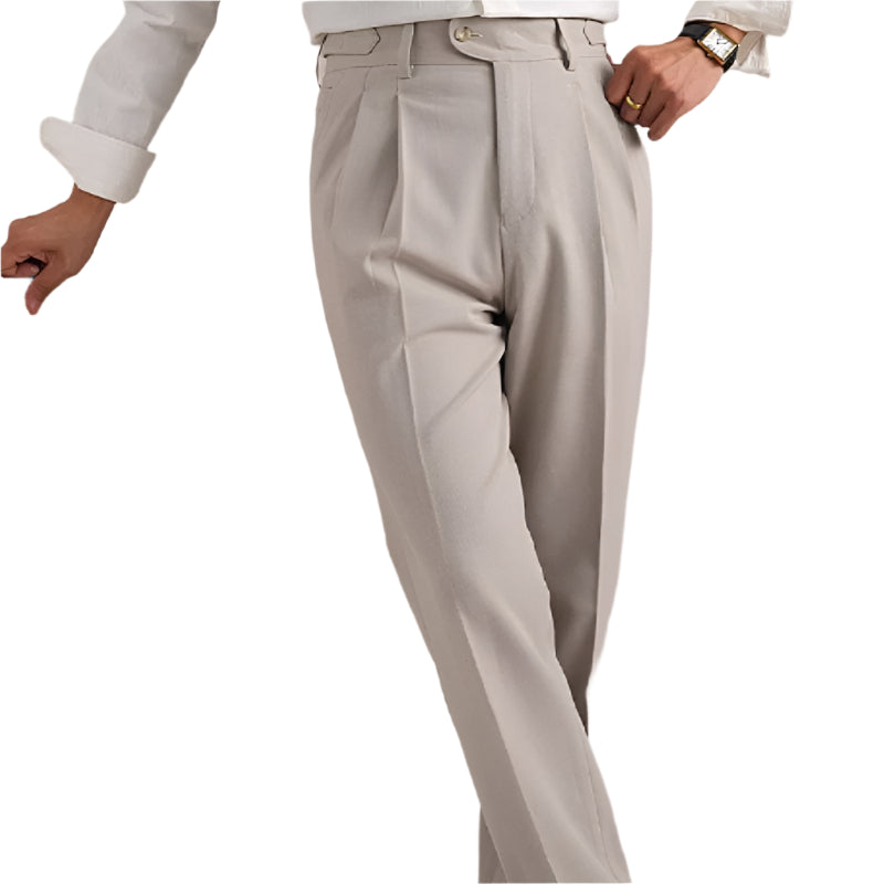 Neapolitan Mesh Wool Breathable Straight Loose Suit  Men's Pants