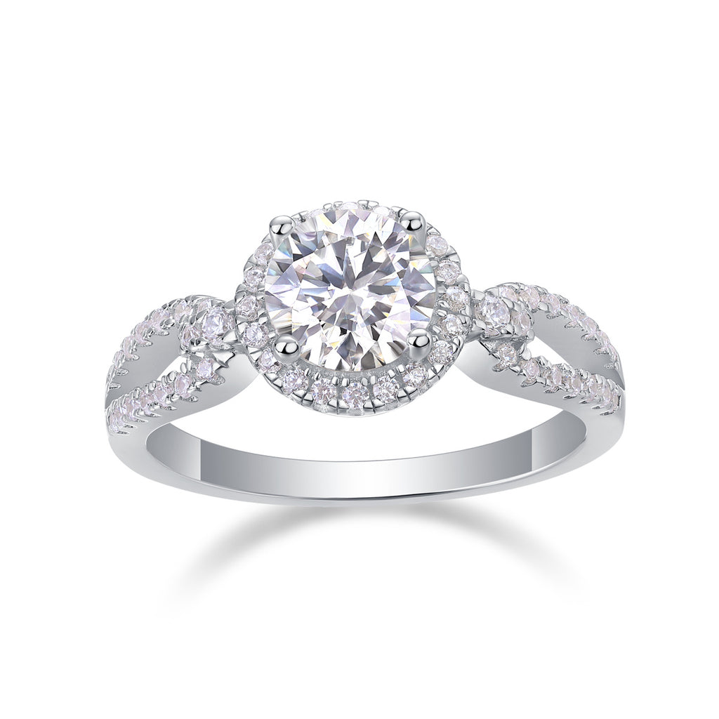 Luxury Fashion Large Diamond Wedding Ring With Moissanite Silver Ring