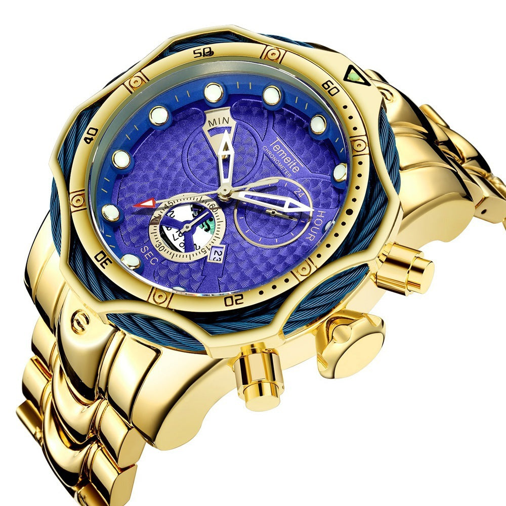 Temeite Brand Luxury Design Men's Quartz Watch Steel Band Quartz Wristwatch