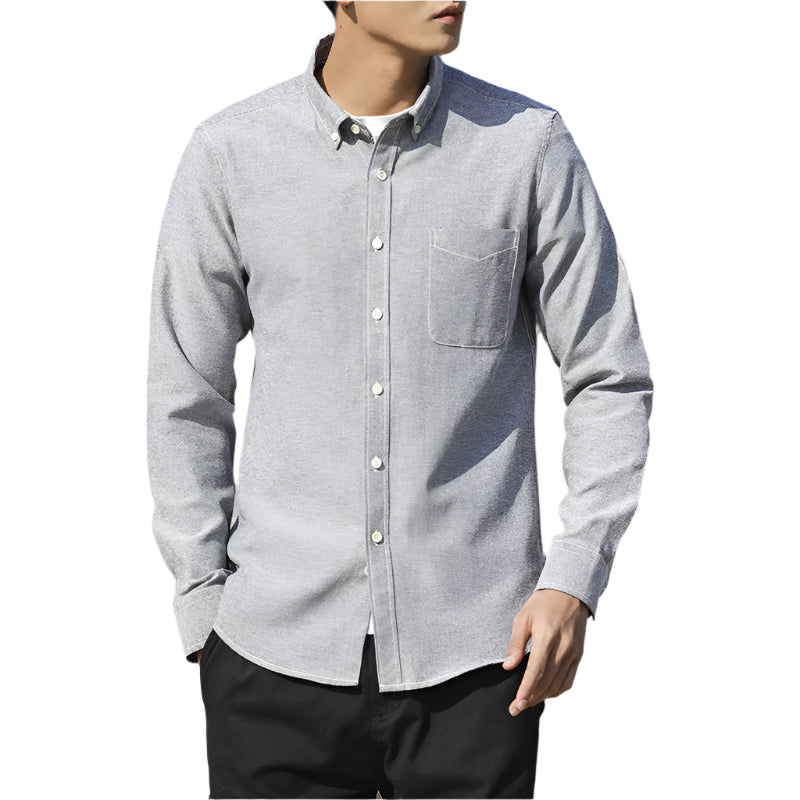 Men's Fashionable Casual Shirt Slim Fit Solid Color Cotton Fiber Shirt Long Sleeve Shirt Men's Casual Fashion Shirt