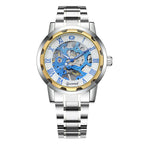 Men Mechanical Watch Top Brand Luxury Leather Gucamel Design Hand Winder Wrist Skeleton Watches - Acquisti Online
