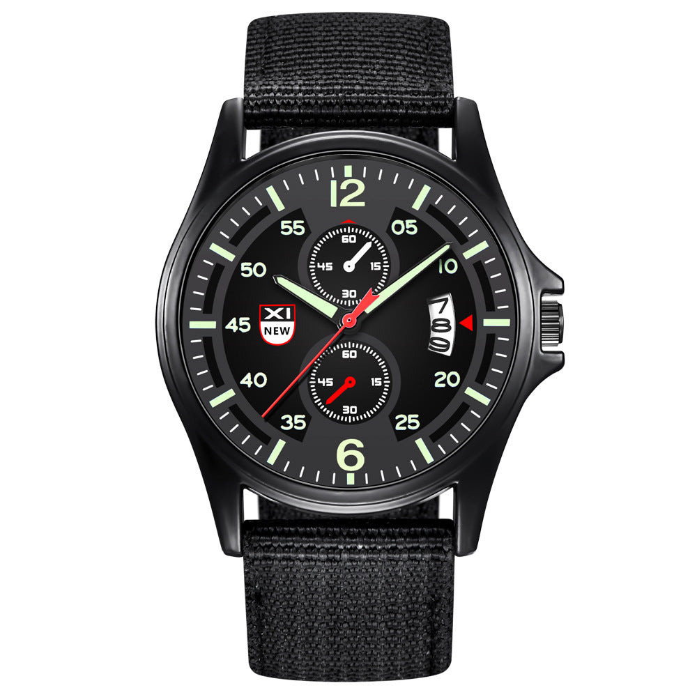 Orologio da polso da uomo al quarzo analogico, impermeabile, in nylon militare, con data, da uomo, con calendario, al quarzo