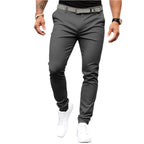 Men's Pure Color Tight Pocket Zipper Business Casual Slim-fitting Pant
