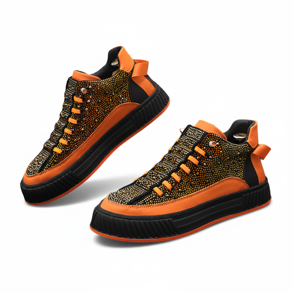 Scarpe da ginnastica casual da ballo con strass glamour di lusso da uomo, slip-on, scarpe da ginnastica alla moda da uomo