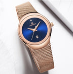 NAVIFORCE Women Watch Luxury Brand Fashion Casual Ladies Quartz Wristwatch Stainless Steel Mesh Band Watch