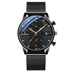 BINBOND Women's Luxury Quartz Watch Stylish Mesh Band Luminous Chronograph Minimalist Waterproof Women Quartz Wristwatch