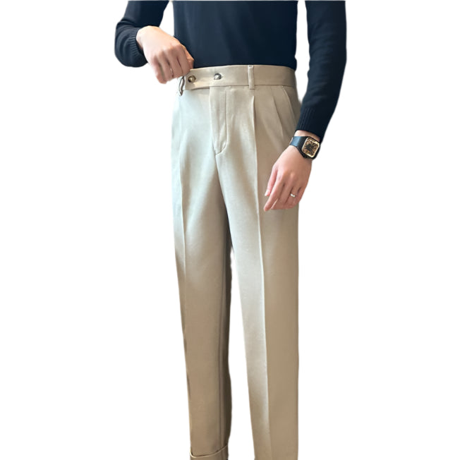 Fashion Woolen Draping Cropped Straight Casual Suit Pants For Men