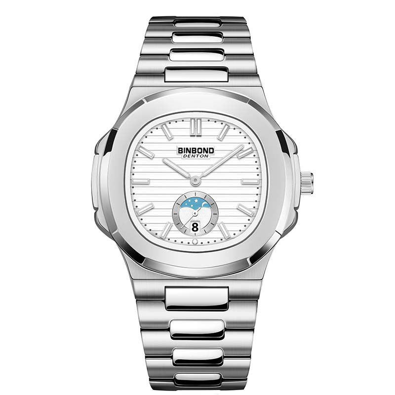 RORIOS Simple Men's Watch Casual Quartz Wrist Watch Waterproof Calendar Luminous Analogue Stainless Steel Strap