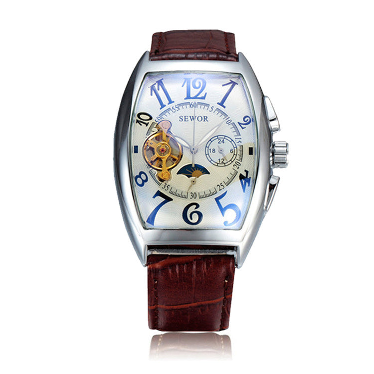 SEWOR Men's Tourbillon Moon Phase Mechanical Automatic Wrist Watch
