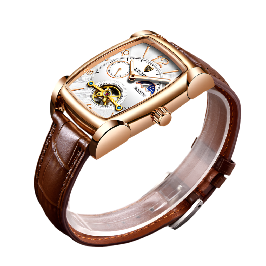 Orologi da uomo LIGE, orologio meccanico automatico Tourbillon di marca di lusso, orologio da uomo scheletrato, cronografo, orologio meccanico impermeabile