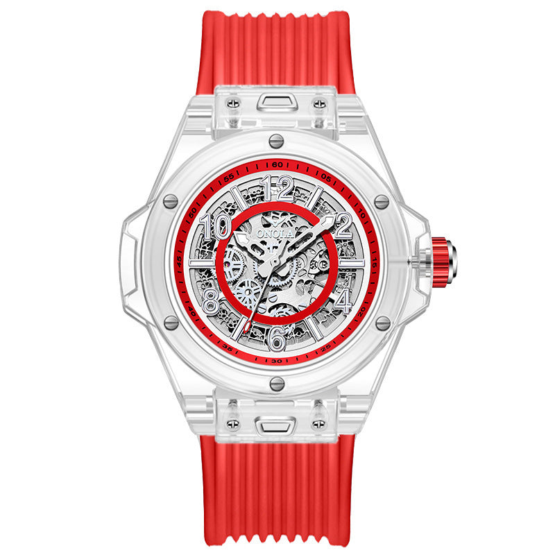 Men's Automatic Mechanical Watch Combines Precision Engineering With a Sleek, transparent design Rubber Belt  Watch - Acquisti Online