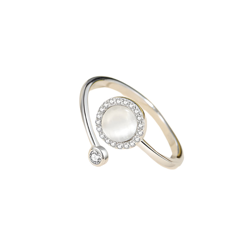 Fashionable and luxurious circular ring with geometric design high-end women's ring