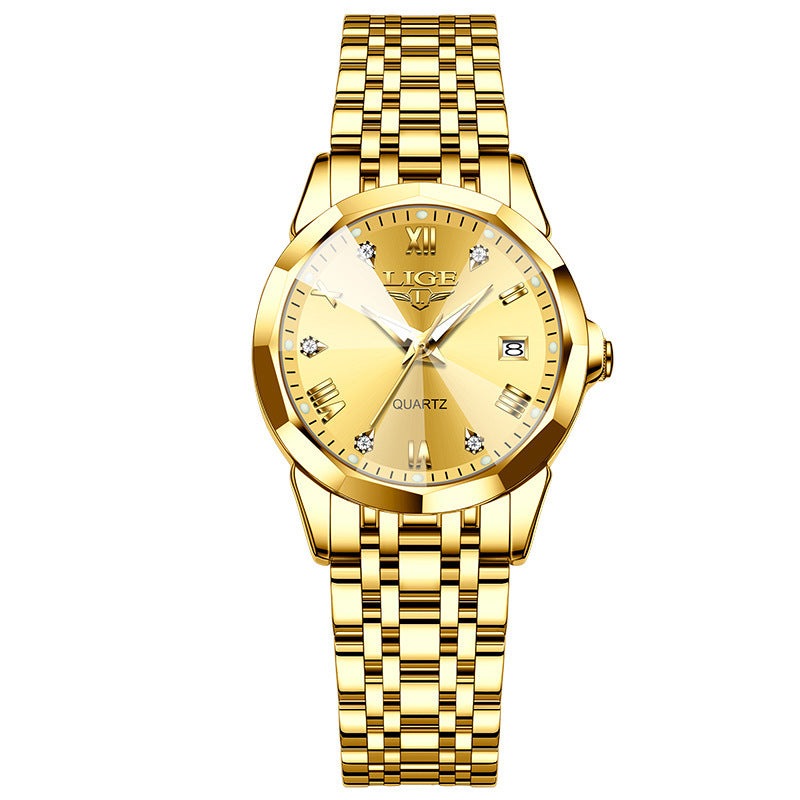 LIGE Top Luxury Elegant Watch for Women Waterproof Luminous Date Ladies Watch Stainless Steel Quartz Women's Watches