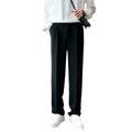 Modieuze casual formele herenbroek, effen kleur, polyestervezel, rechte pijpen, losvallende casual herenbroek
