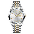 NIBOSI 2623 Orologio di lusso da uomo con specchio a rombo, automatico, data, settimana, impermeabile, orologio da polso luminoso