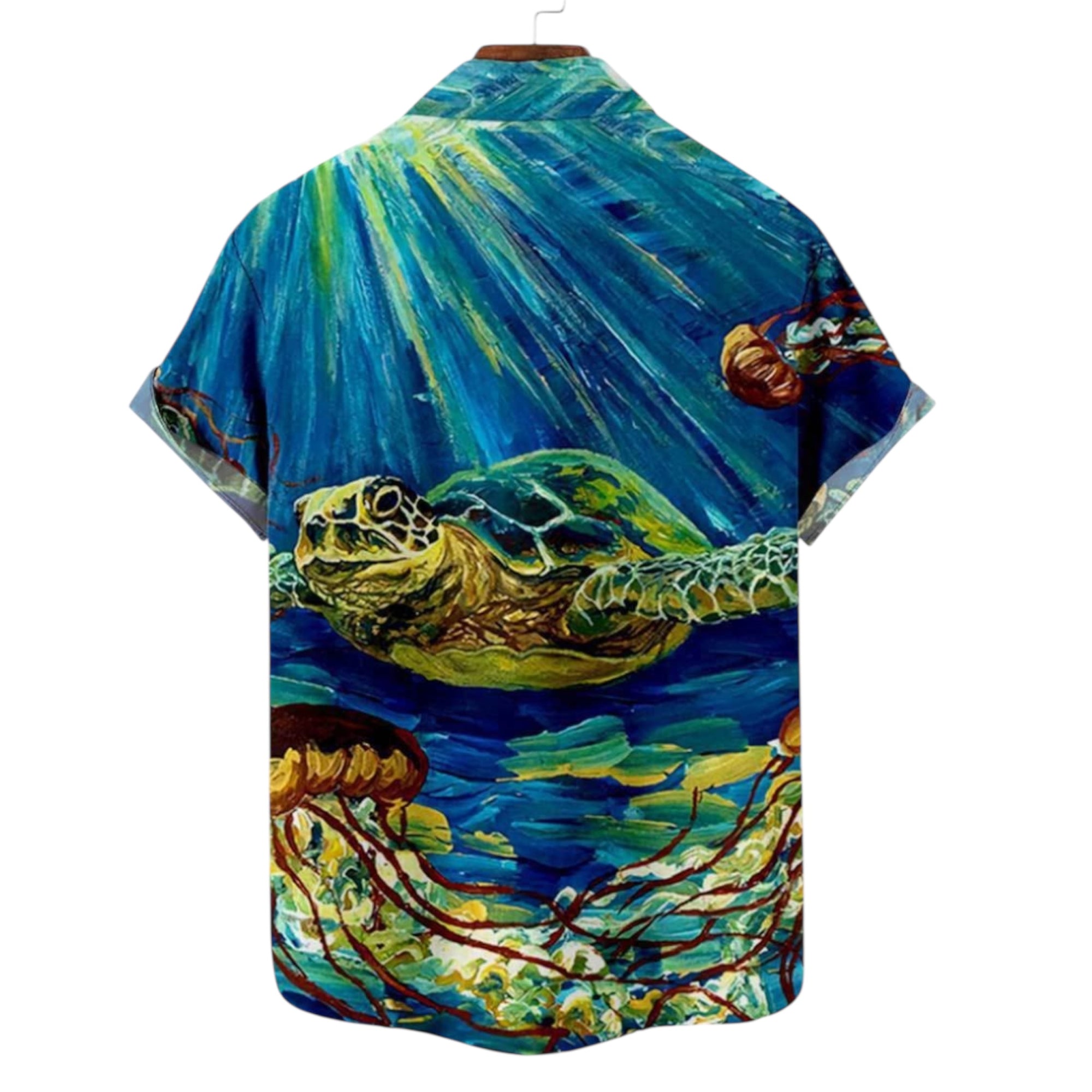 Men's Fashionable Casual Shirt Solid Color Polyester Fiber Short Sleeve 3D Printed Hawaiian Shirt Men's Casual Shirt
