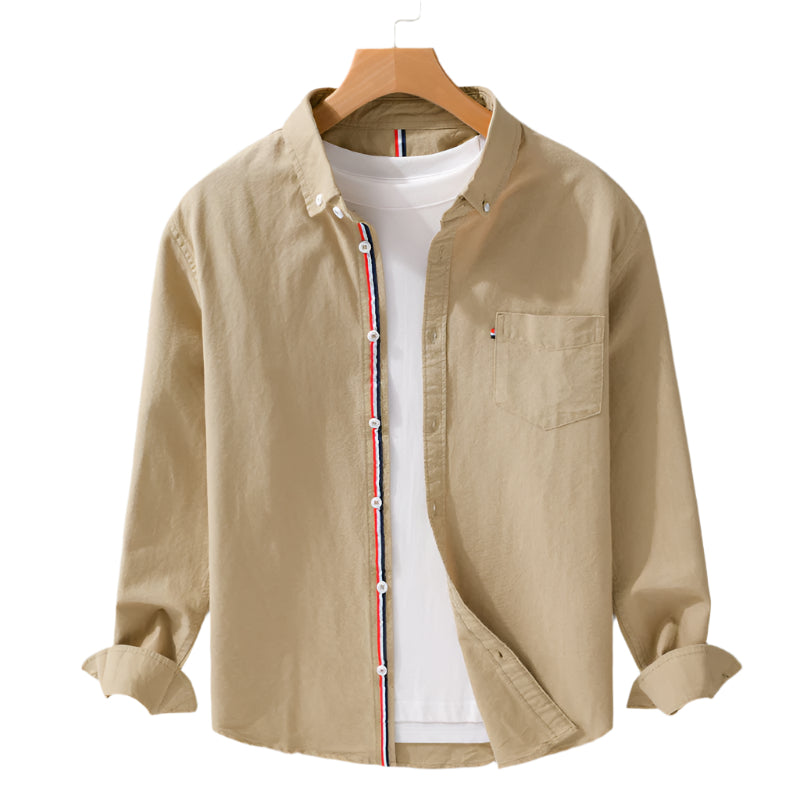 Heren modieus casual overhemd effen kleur puur katoen Britse stijl Oxford overhemd met lange mouwen Heren casual overhemd