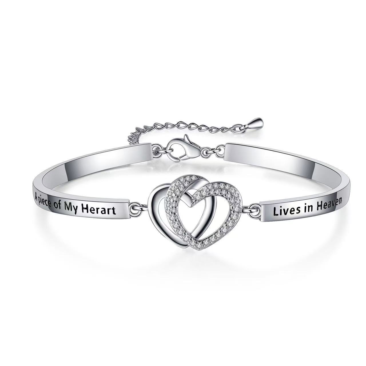 Armband met micro-ingelegde hart-tot-hart print, polsbandje voor dames