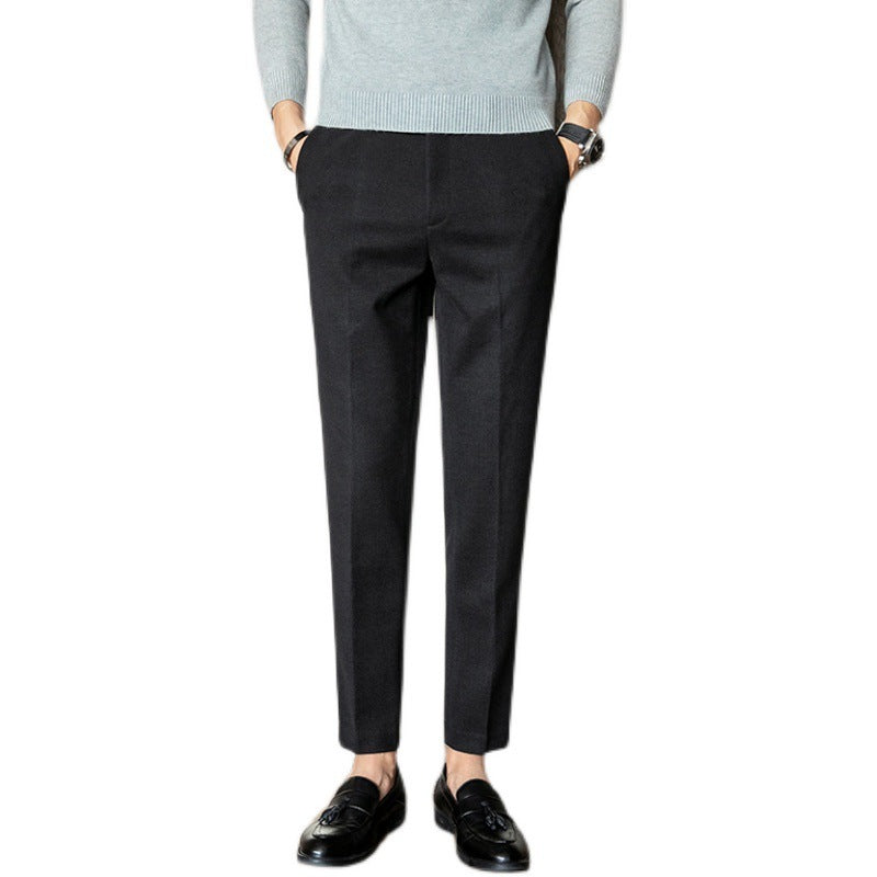 Fashion Slim-fit Thickened Autumn Wool Small Suit Men's Pants