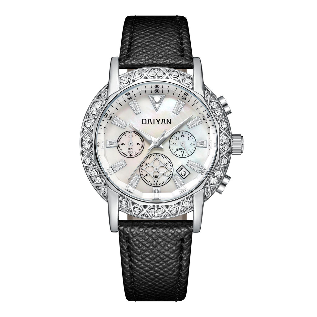 Women's Luxury Rhinstone Crafted Stainless Steel Waterproof Quartz Watch Original Leather Women's Quartz Watch