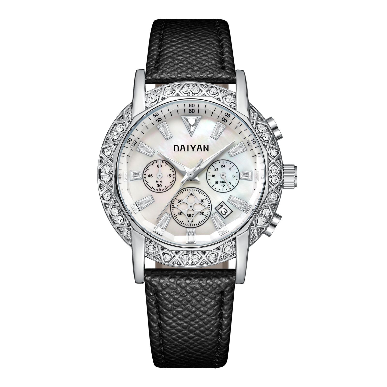 Women's Luxury Rhinstone Crafted Stainless Steel Waterproof Quartz Watch Original Leather Women's Quartz Watch - Acquisti Online